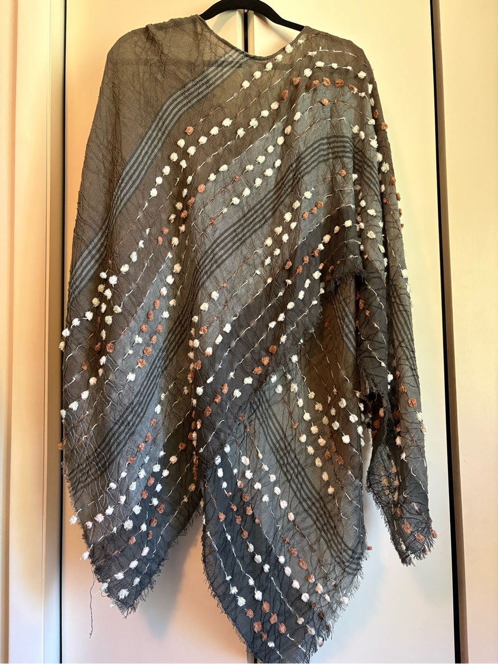 Demdaco Gray High-Low Skirt with Cream and Tan Dot Embroidery